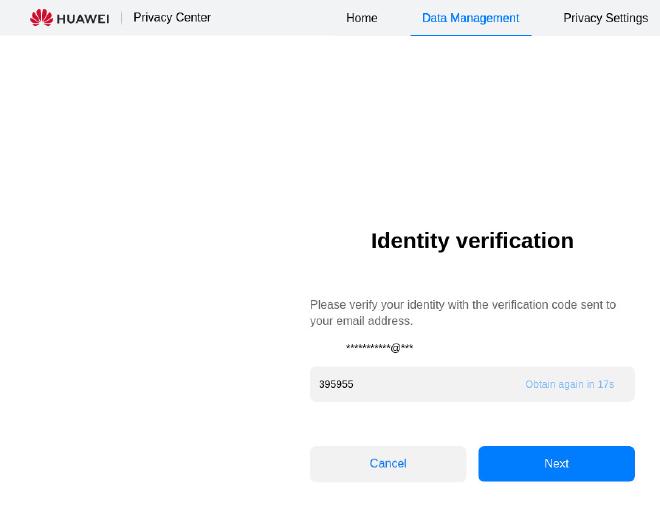 Request Your Data password verification